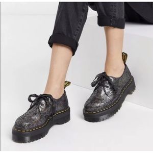 Dr. Martens Metallic Black Platform Shoes